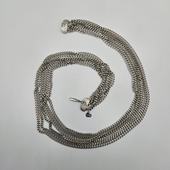 Judy Lee Multistrand Silvertone Necklace Chain Link MCM Mid Century Modern Vtg - Picture 3 of 6